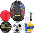Multi Sport Ball Set Official Size 6 Pcs - All-in-One Outdoor Kit