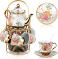 Porcelain Tea Set for Women 20 Pc Large Bright Style - 700 ml Teapot