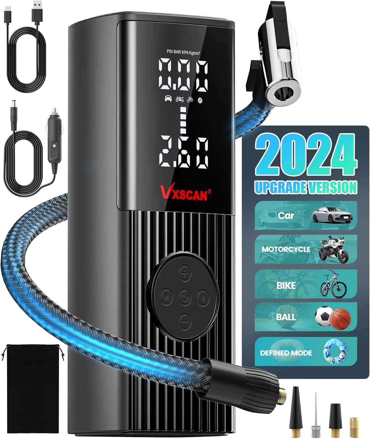 VXSCAN Portable Tire Inflator - Fast & Cordless!