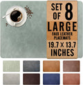 UnivoColors Washed Cowhide Pattern Faux Leather Placemats Set of 8