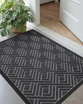 Front Door Mat 32x48 Checkered Grey - Heavy Duty Low-Profile