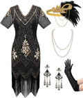 Women's 1920s Flapper Dress with 8-Piece Gatsby Accessories