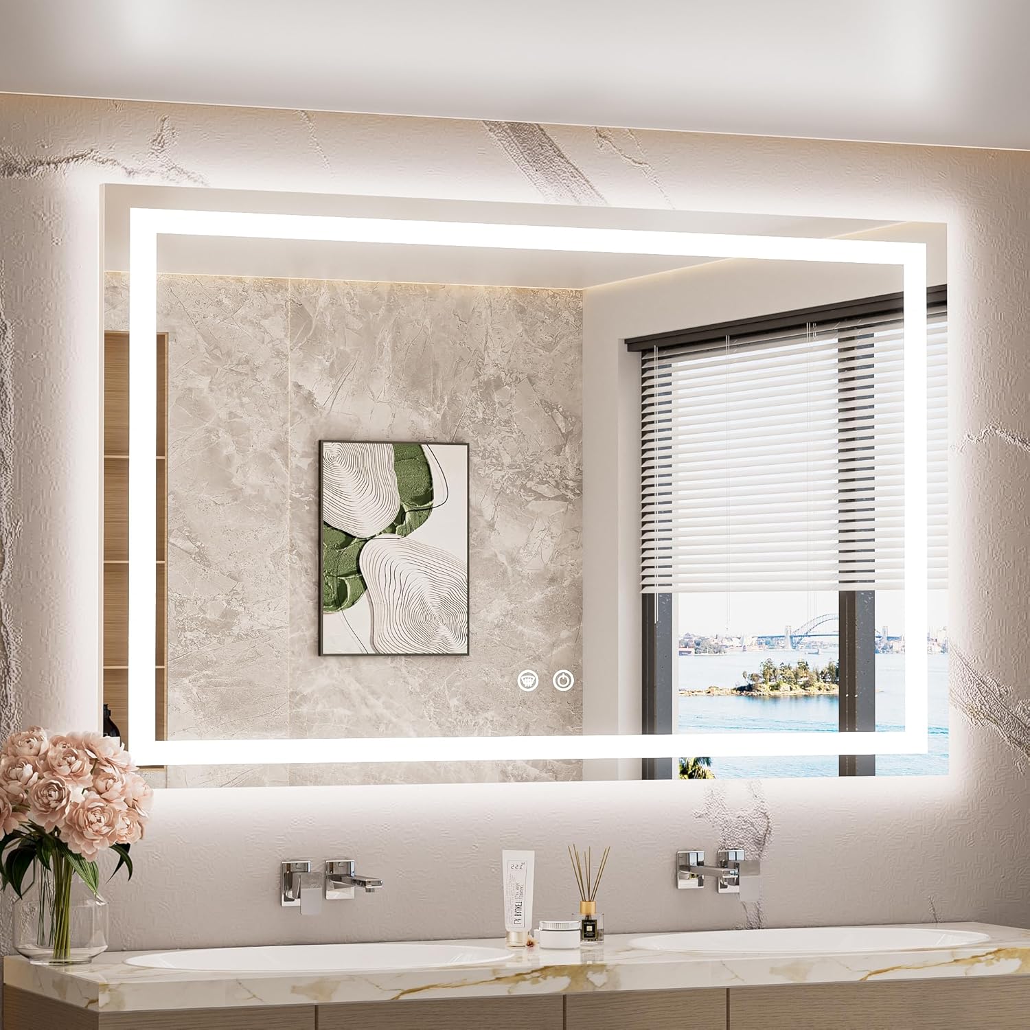 TETOTE LED Lighted Bathroom Mirror with Anti Fog and Dimmable Features