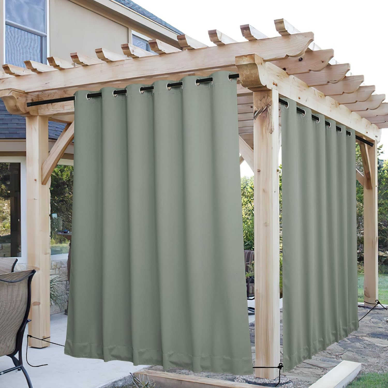 NICETOWN Outdoor Curtains for Patio Waterproof & Windproof 84in
