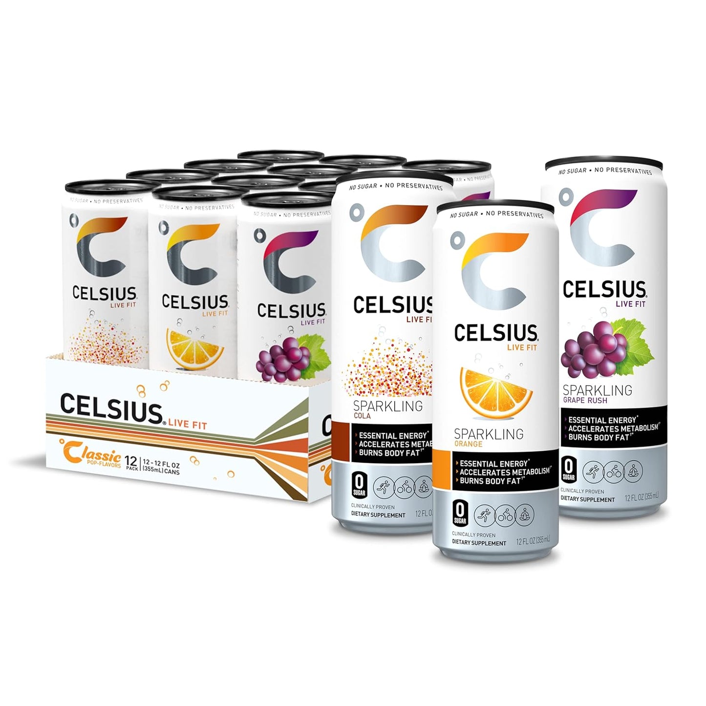 CELSIUS Sparkling Classic Pop Pack: Essential Energy Drink