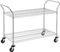 Finnhomy 2-Tier Commercial Grade Rolling Cart - Heavy Duty Utility