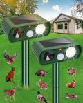 Solar Ultrasonic Animal Repellent with Strobe Light - Motion-Activated