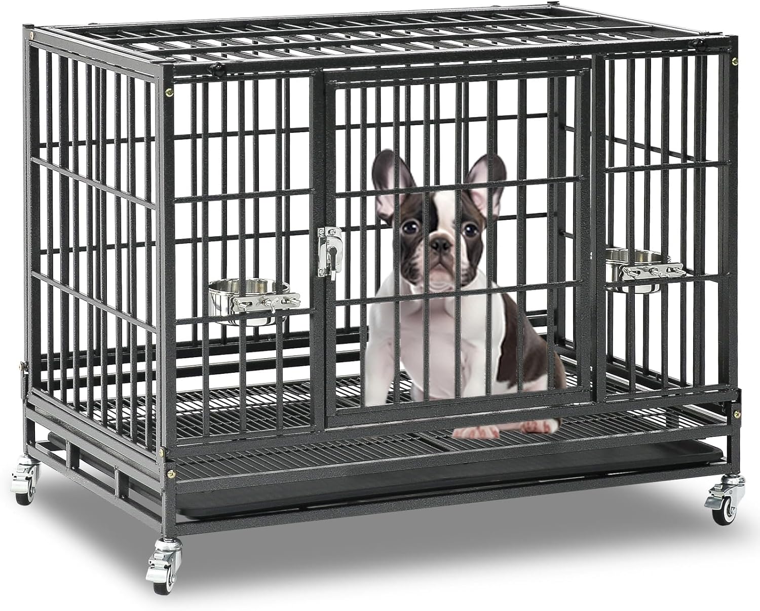 Homey Pet 37 Inch Heavy Duty Dog Crate for Medium Dogs