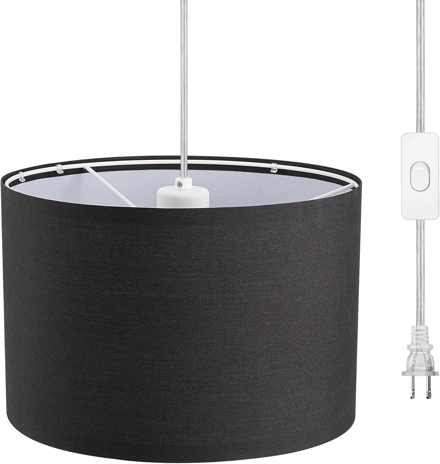 DEWENWILS Plug in Pendant Light with 15Ft Clear Cord for Home