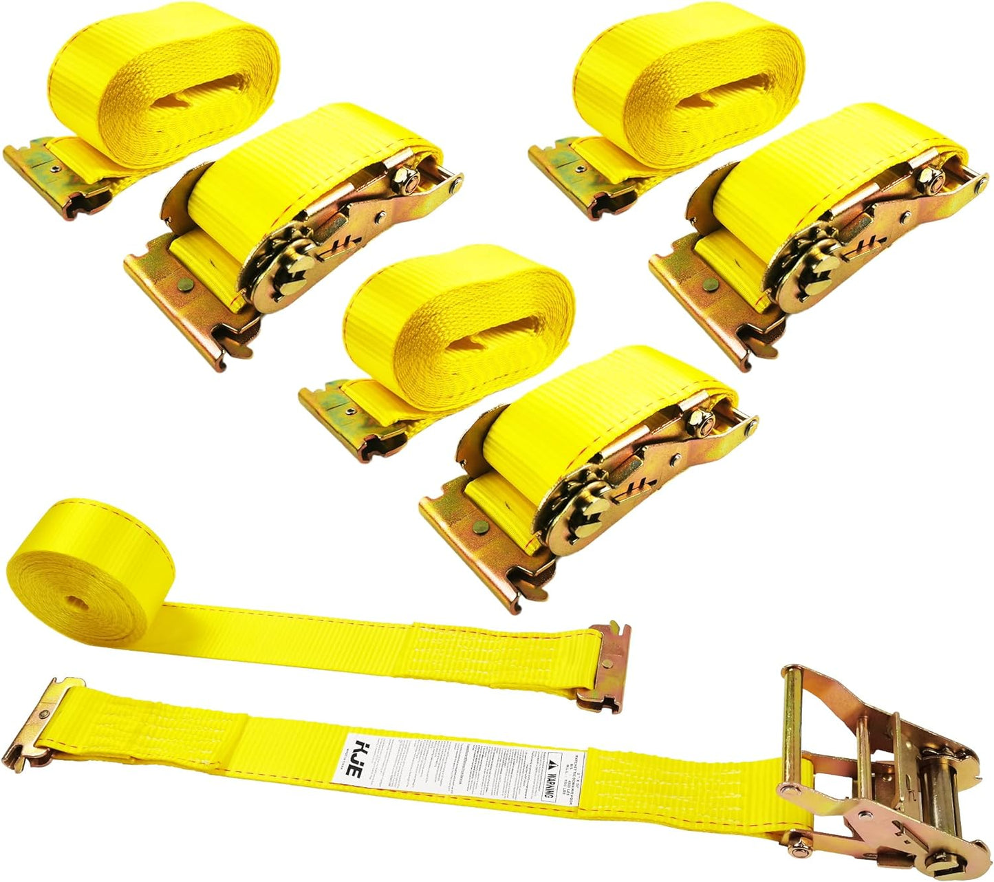 KJE E-Track Ratchet Straps 4 Pack Heavy Duty Cargo Tie-Downs