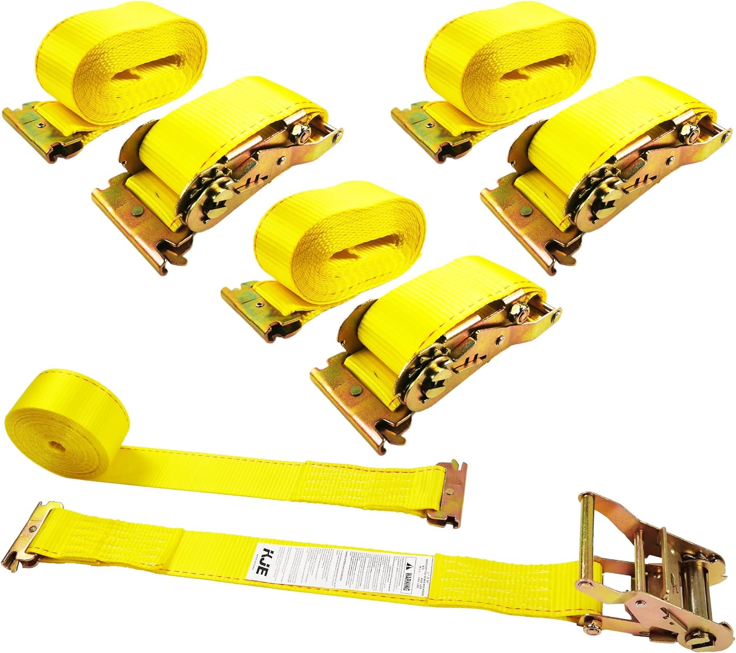 KJE E-Track Ratchet Straps 4 Pack Heavy Duty Cargo Tie-Downs