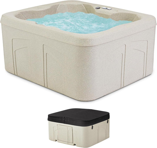LifeSmart 4-Person Hot Tub with Cover and LED Lights for Relaxation