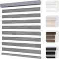 Grey Zebra Window Blinds 15in x 48in - Cordless Dual Layer