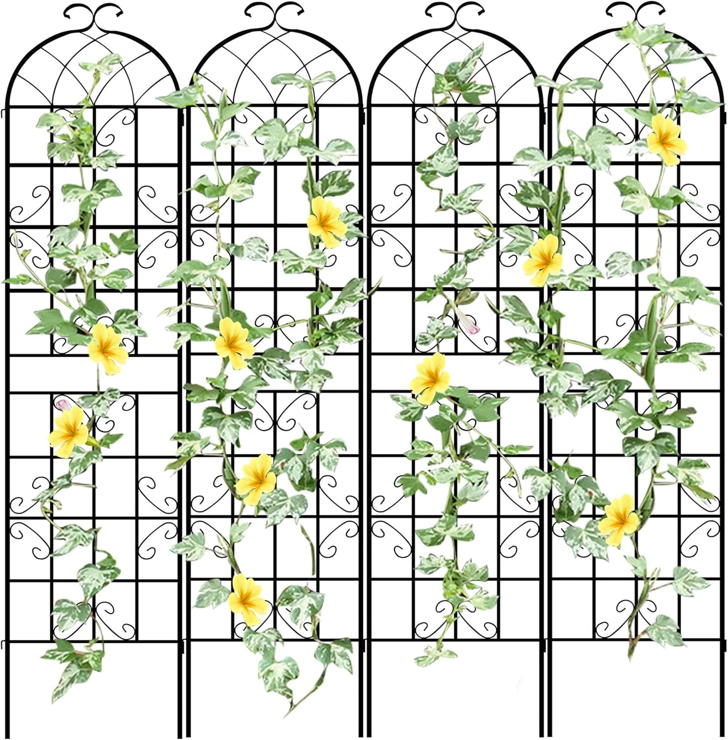 87in Rustic Iron Arch Garden Trellis for Climbing Plants