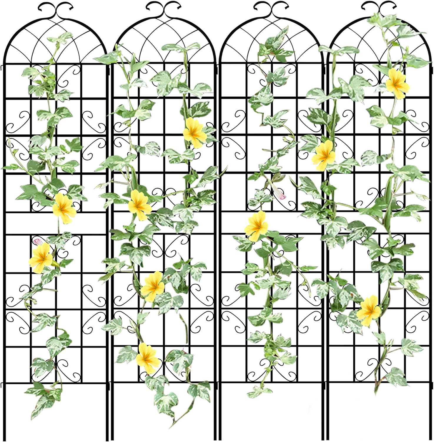 87in Rustic Iron Arch Garden Trellis for Climbing Plants