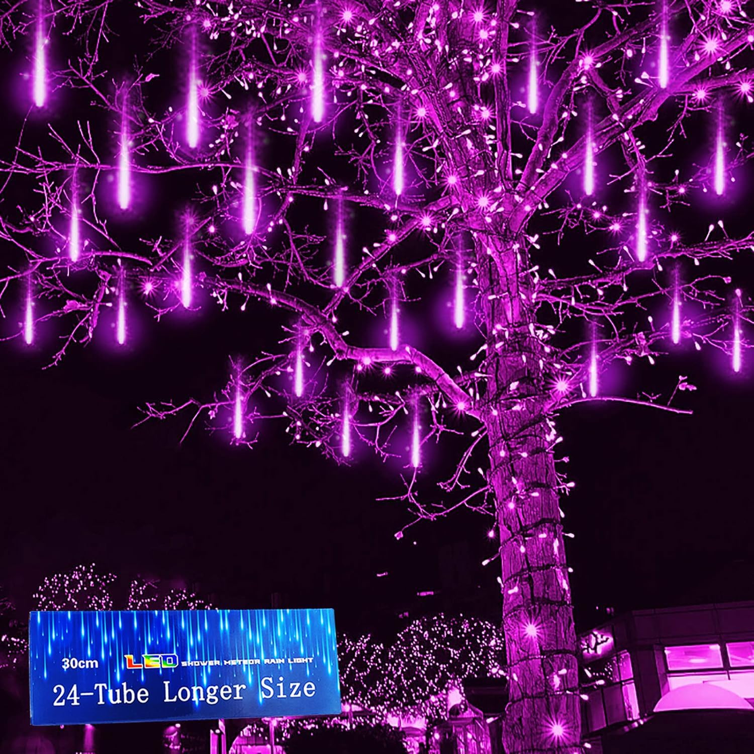 Kwaiffeo Halloween Lights - 24 Tubes Meteor Shower Light for Decor