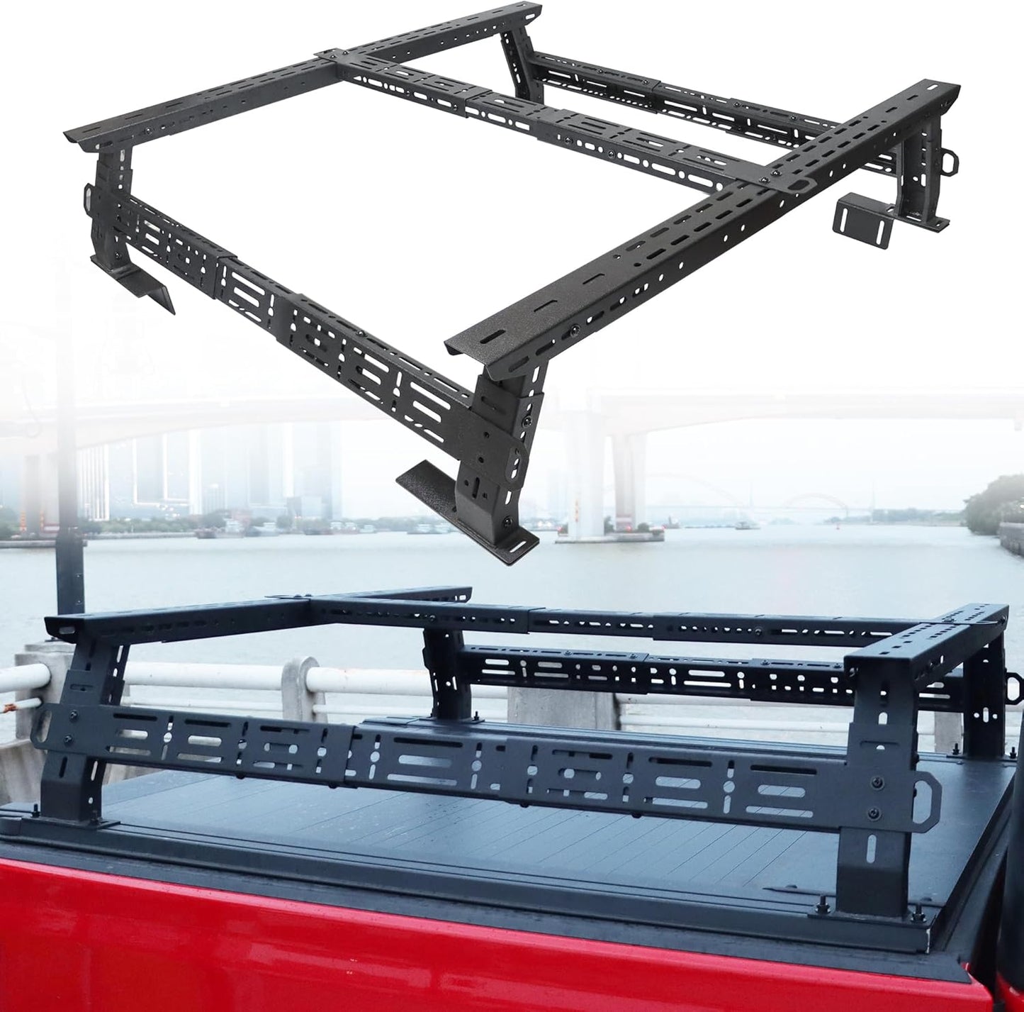 MONOKING Universal Truck Bed Racks: 1100 lb Load Capacity, Low Profile & Adjustable 14-17 Height - Ideal for Kayaks, Bikes & Tent