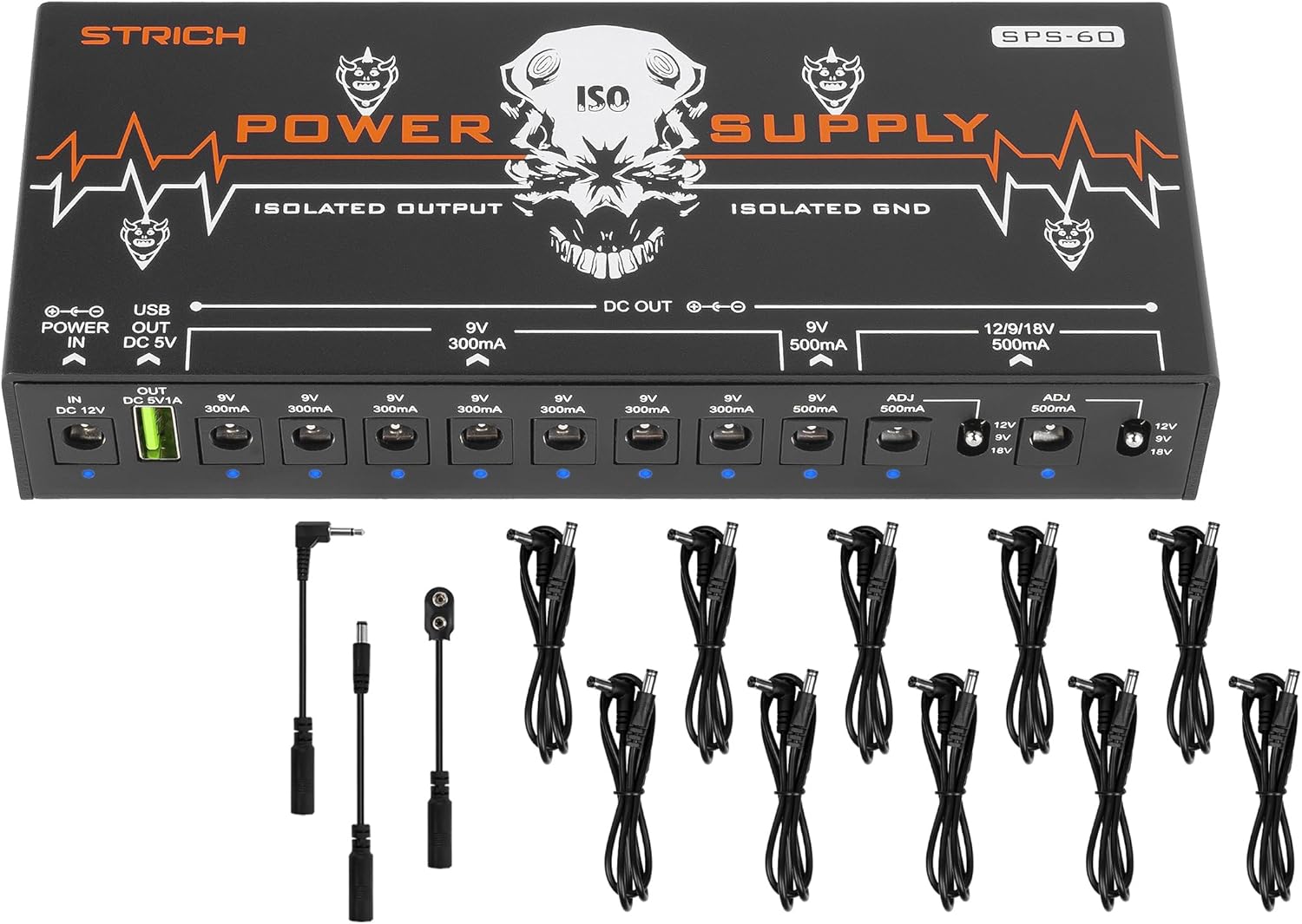 STRICH SPS-60 Guitar Pedal Power Supply with 10 Outputs