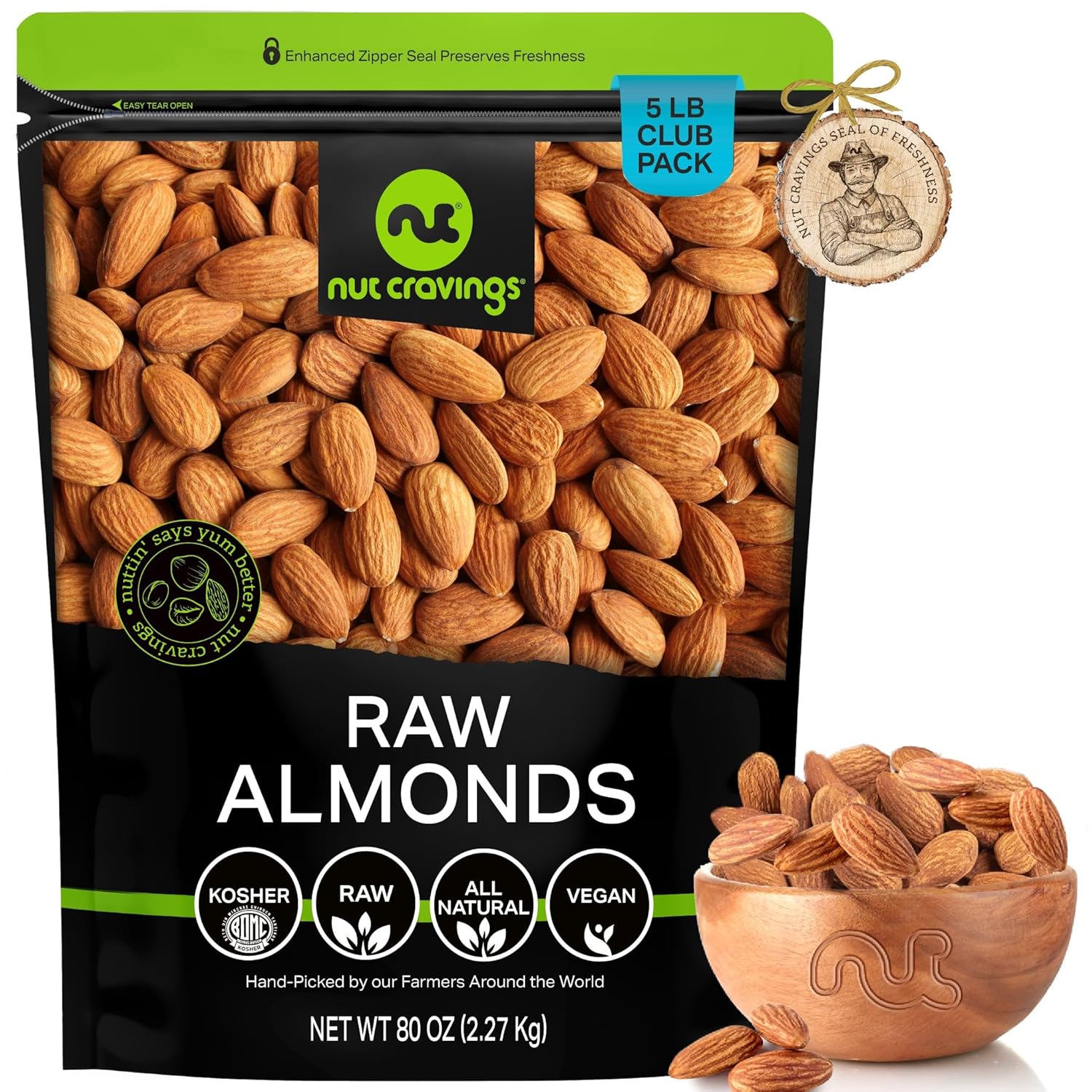 Nut Cravings Raw Whole Almonds - Fresh & Healthy Snack
