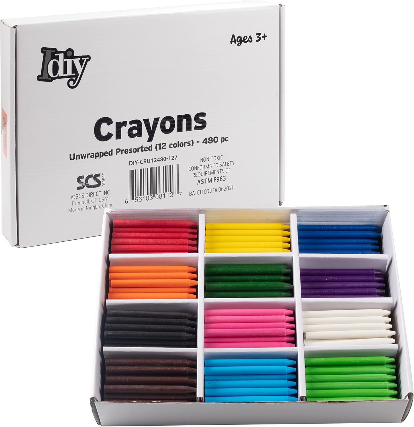 IDIY Unwrapped Bulk Wax Crayons for Kids and Art Classrooms