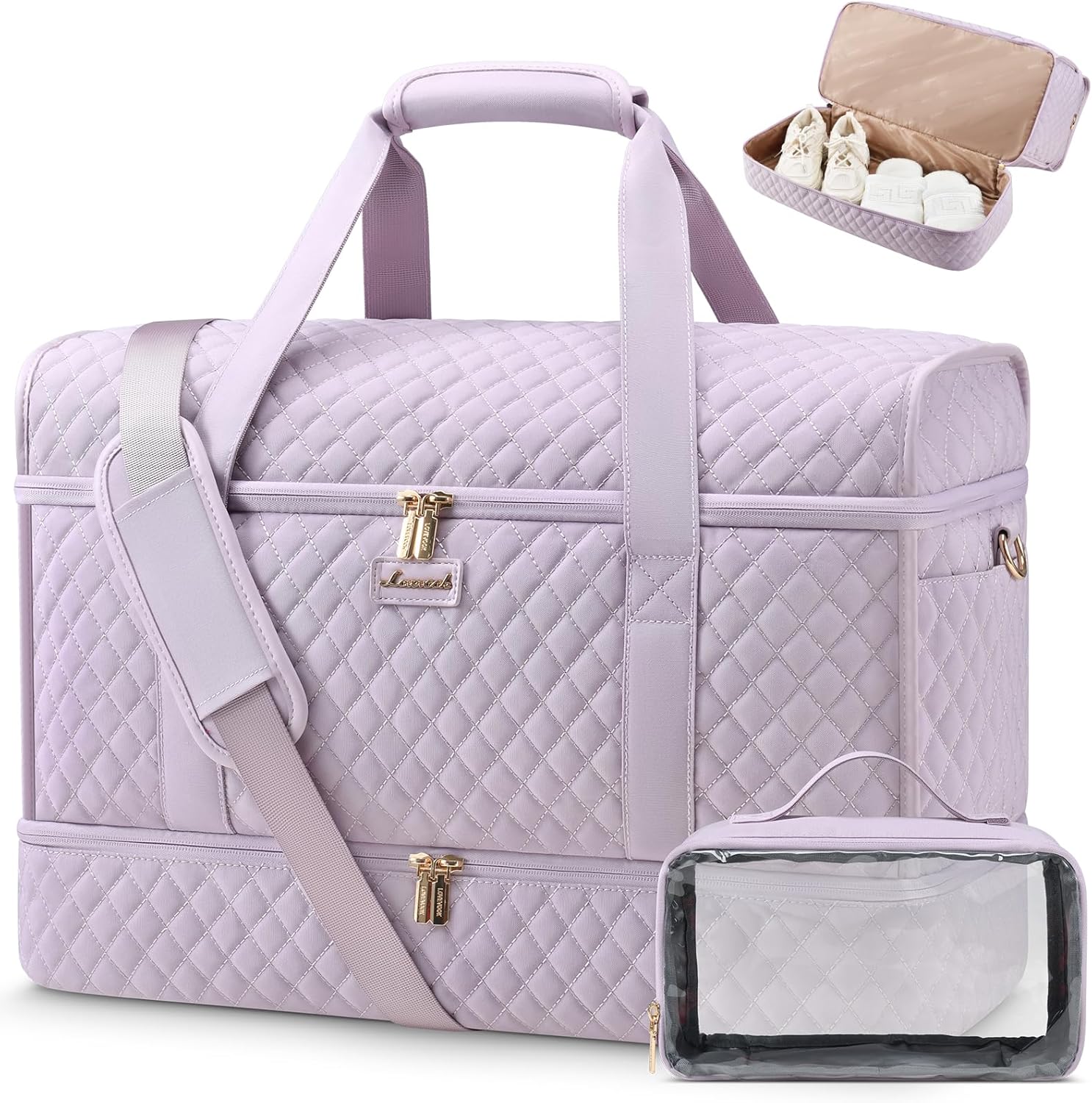 LOVEVOOK Large Travel Duffle Bag with Shoe Compartment for Women
