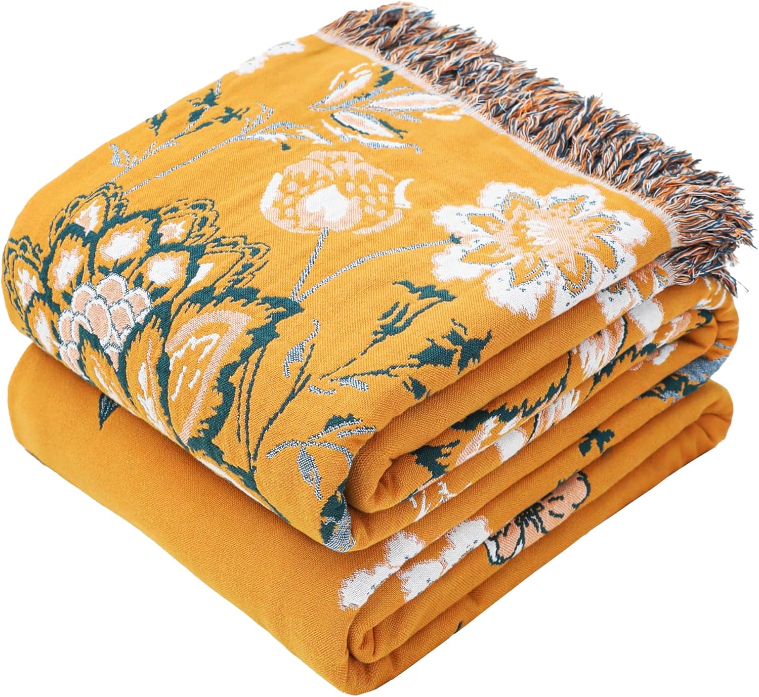 Boho Large Throw Blanket - 100% Organic Cotton Soft Decor
