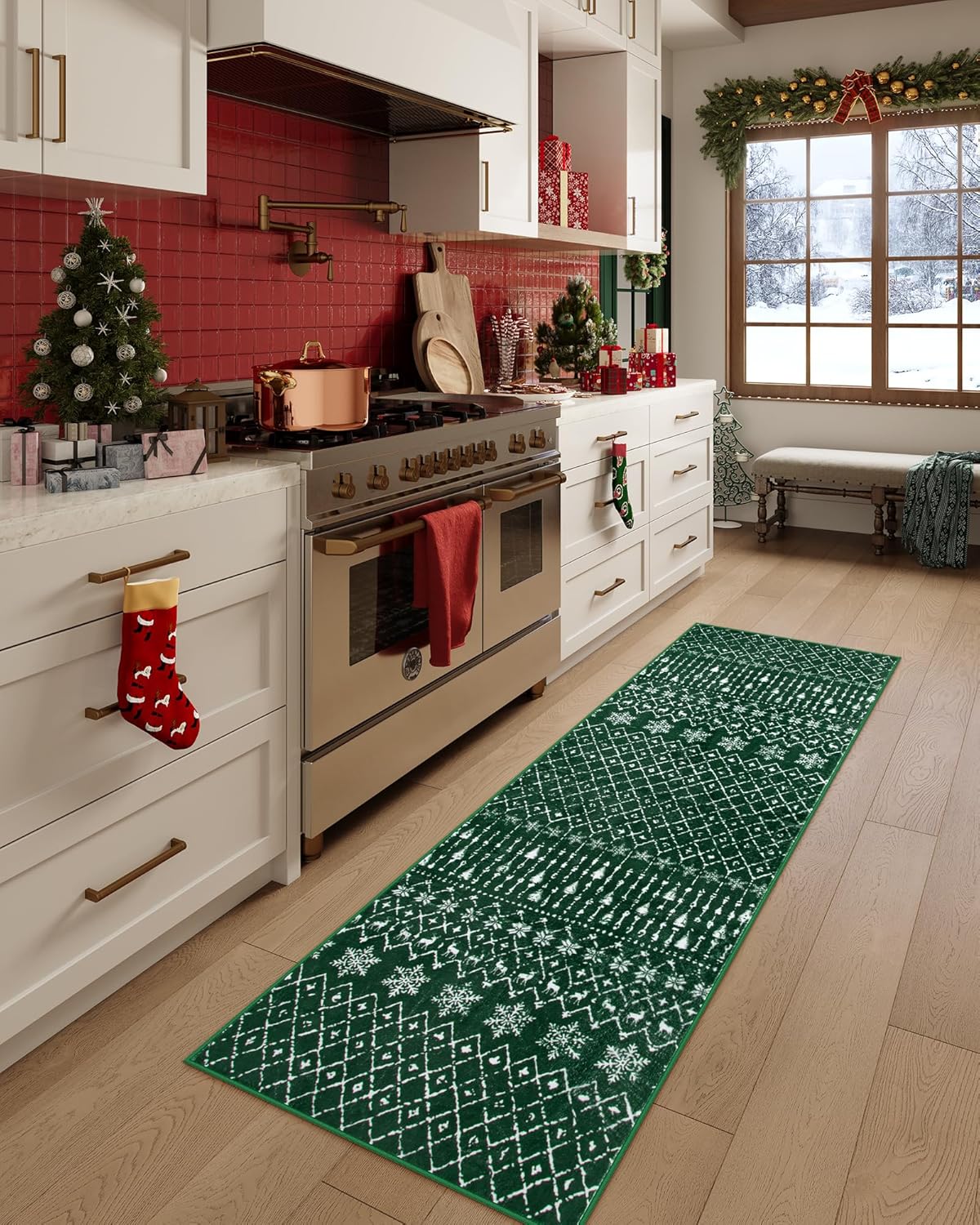 Lahome Moroccan Christmas Rug - Soft Non Slip Washable Runner