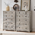 Farmhouse 6 Drawer Dresser Set of 2 - 41ft Tall Rustic Storage Chest