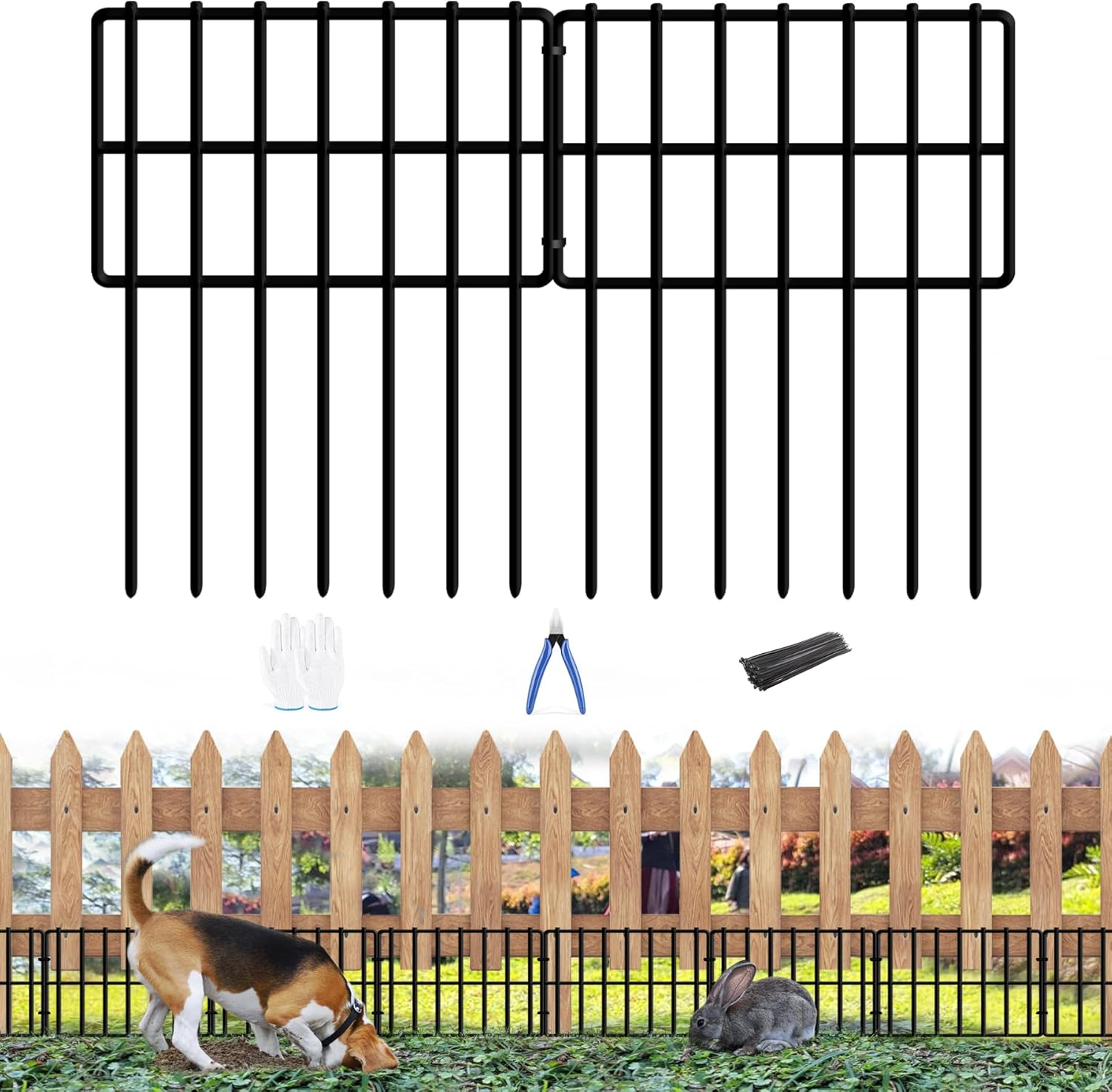 25 Pack Garden Animal Barrier for Dogs & Rabbits - 27ft Long