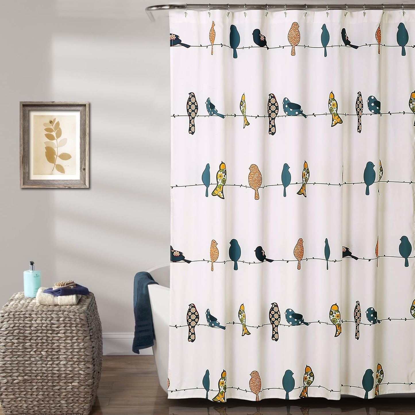 Whimsical Bird Shower Curtain - Farmhouse Chic