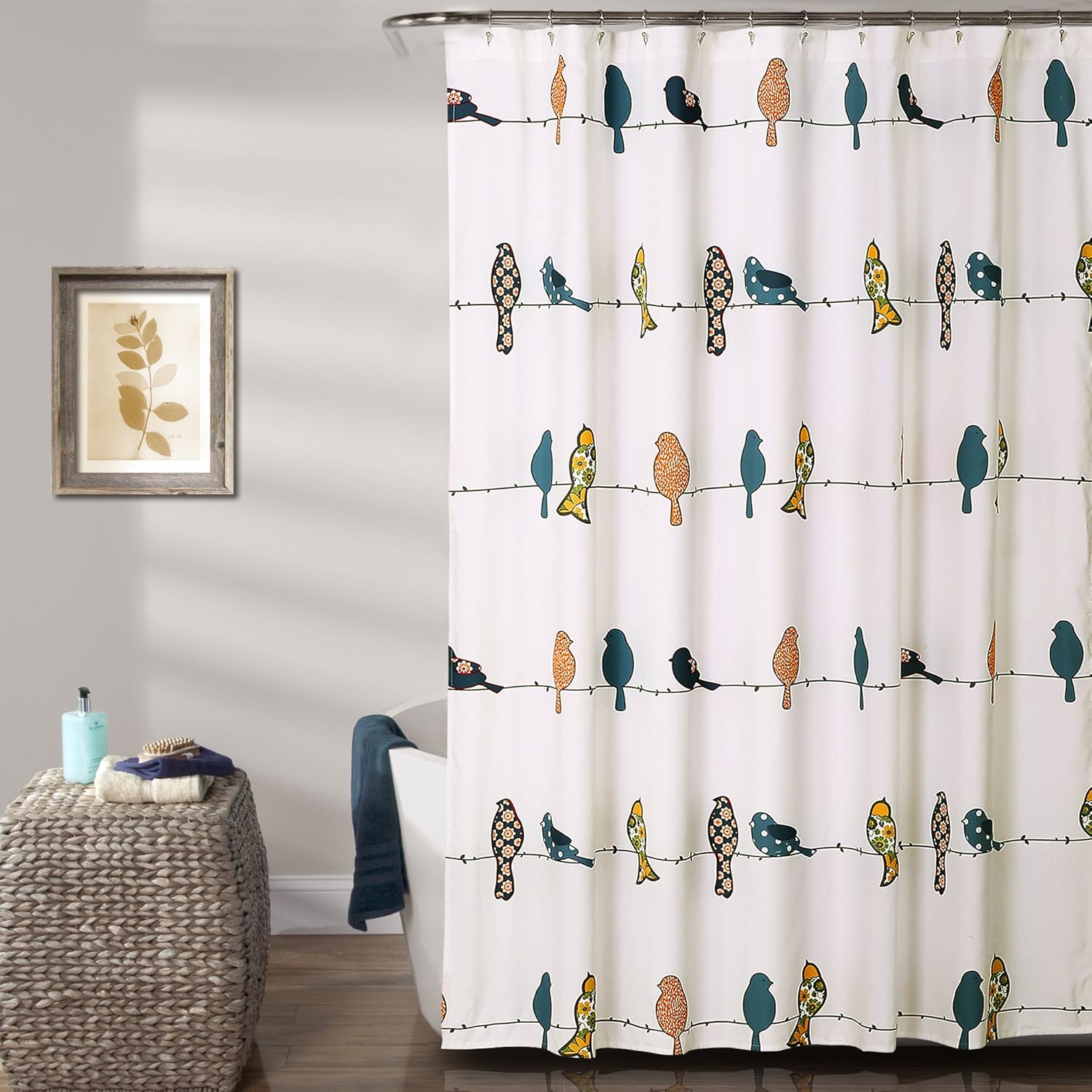Whimsical Bird Shower Curtain - Farmhouse Chic