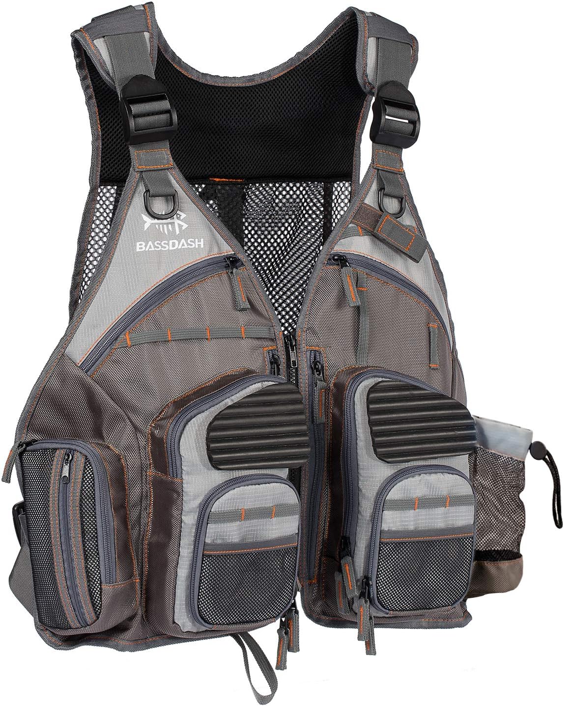 BASSDASH Adjustable Fishing Vest - Unisex Fly Bass Boat Gear