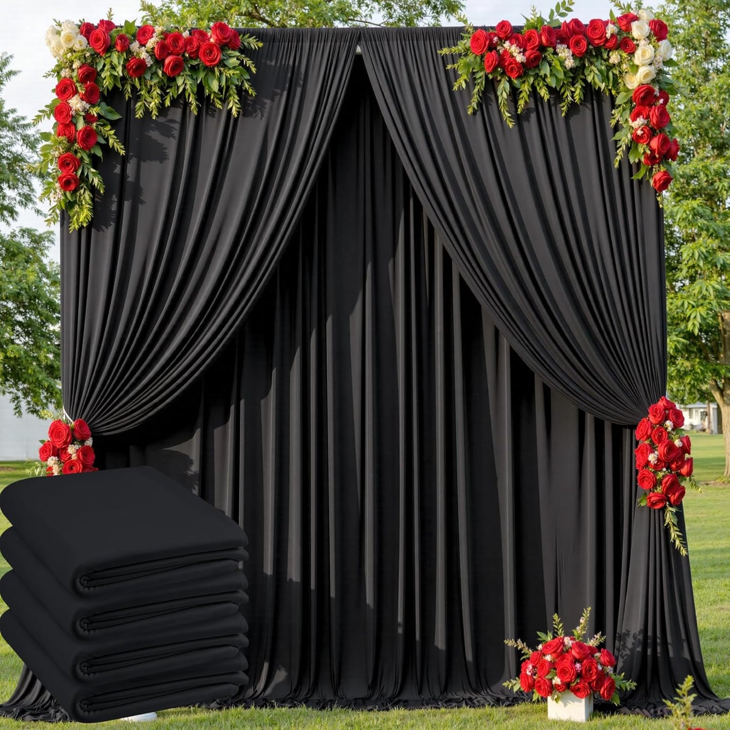 20ftx10ft Wrinkle Free Black Backdrop Curtain for Events