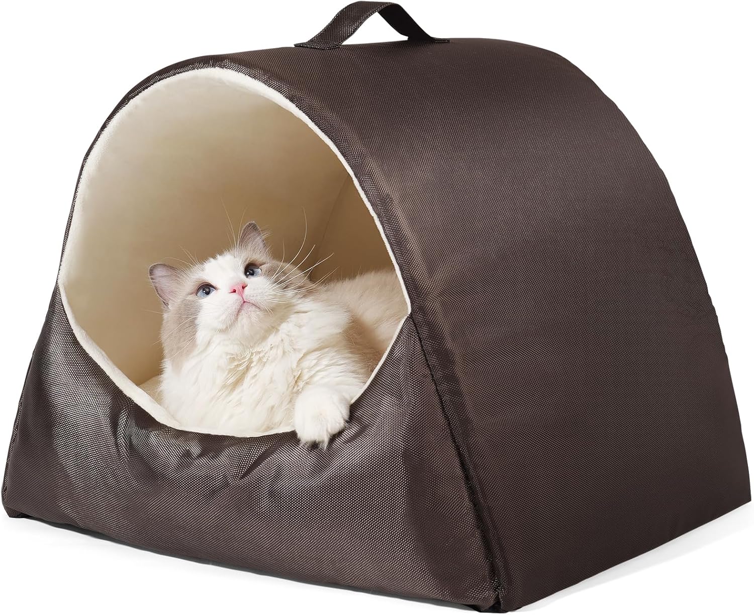 Cozy Memory Foam Cat Cave Bed - Washable Pillow, Non-Slip Bottom