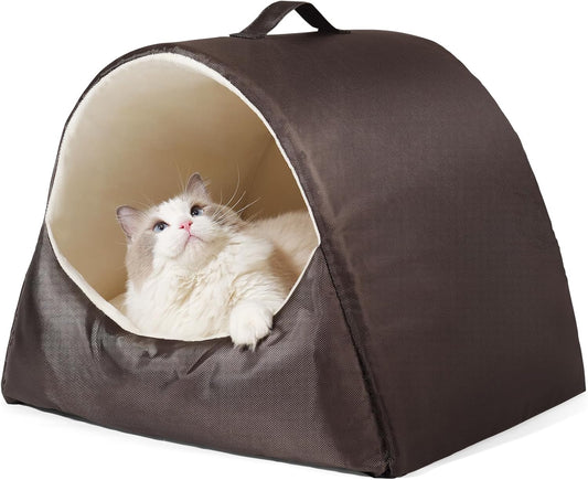 Cozy Memory Foam Cat Cave Bed - Washable Pillow, Non-Slip Bottom