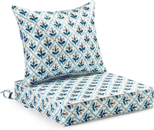 MIULEE Outdoor Seat Cushion Set Waterproof Floral Pattern 24 in