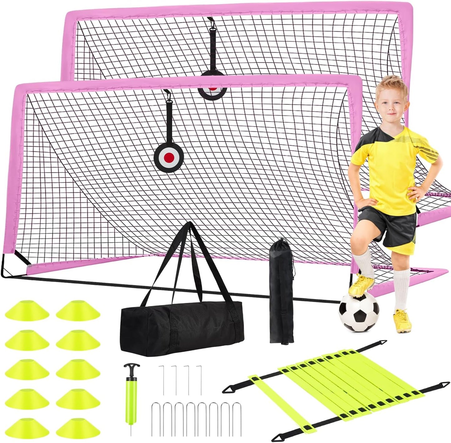 6x4 FT Kids Soccer Goals for Backyard - Portable Pop Up Set