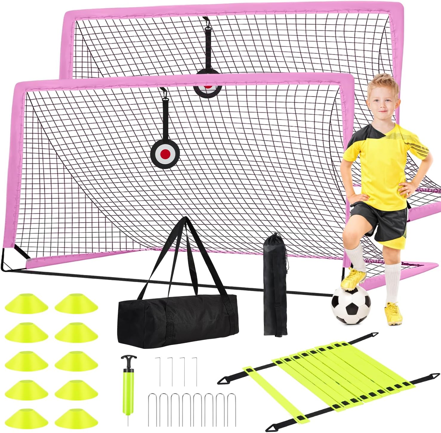 6x4 FT Kids Soccer Goals for Backyard - Portable Pop Up Set