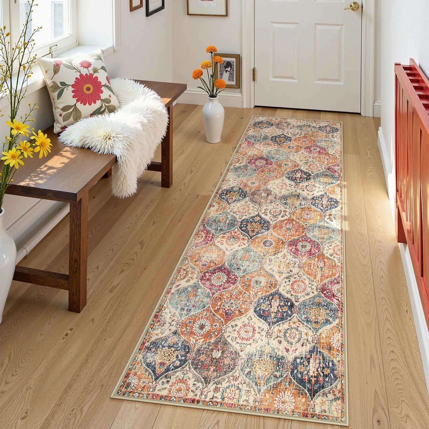 Lahome Moroccan Trellis Washable Runner Rug for Hallways 6 Feet
