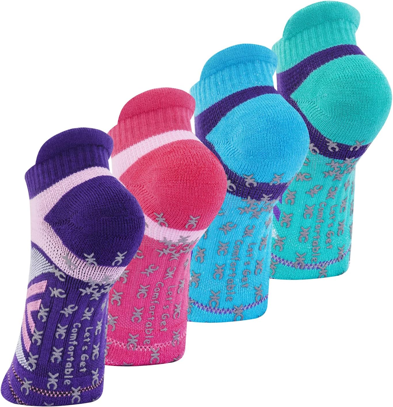 Non-Slip Compression Yoga Socks - Grip for Pilates & More! (4 Pairs)