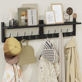 Extra Long Wooden Wall Hook Rack with Shelf - 34.2 in Storage