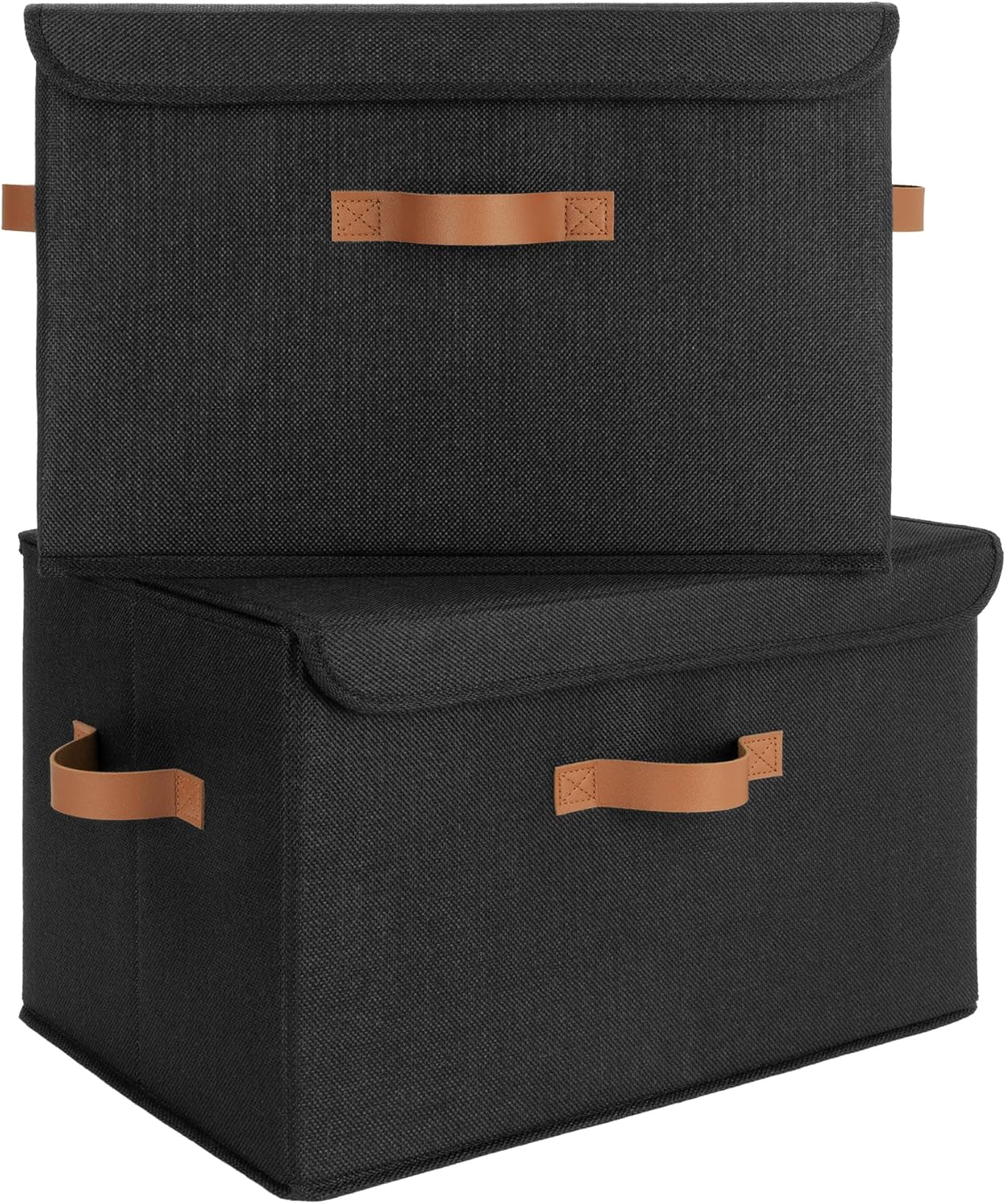 Extra Large Black Storage Bins with Lids for Home Organization