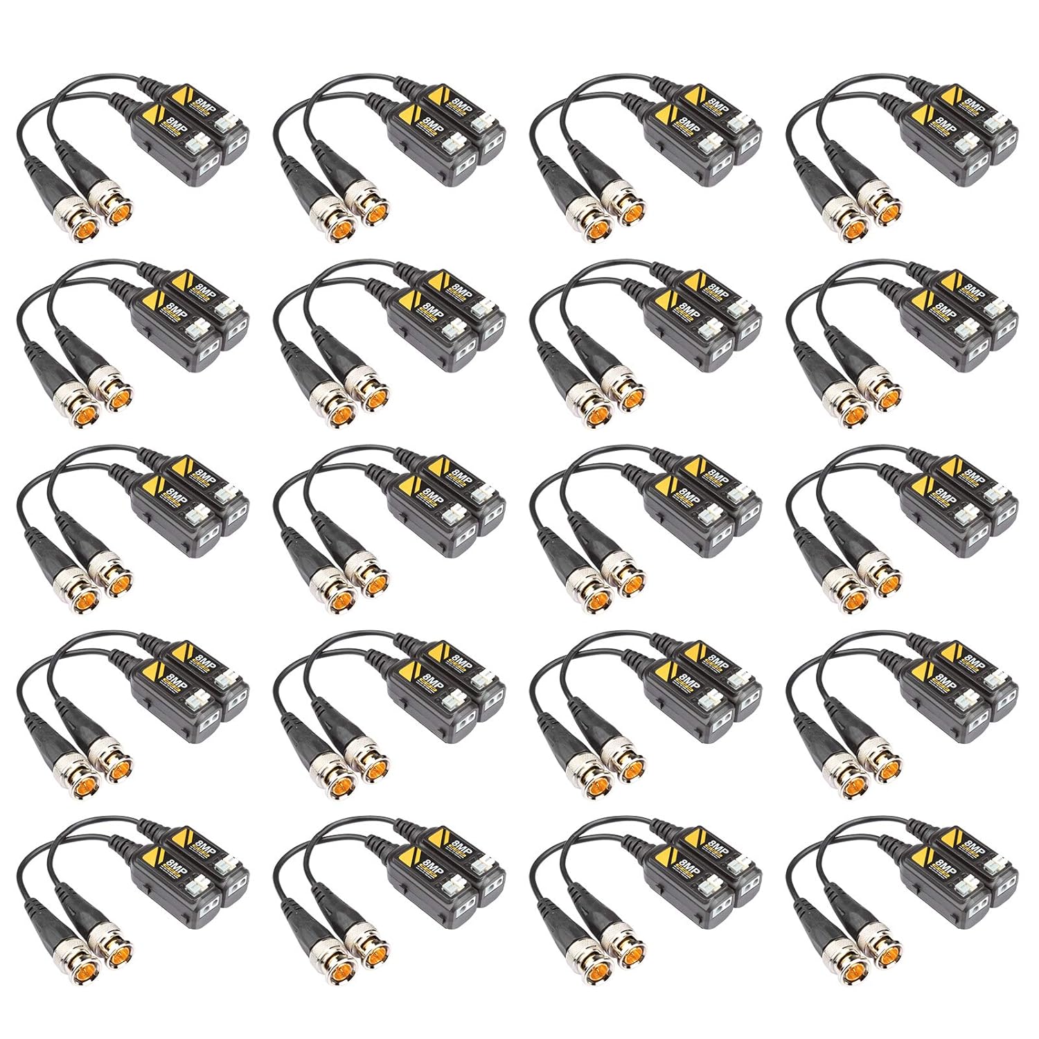 20 Pairs Video Balun Connectors for AHD/TVI/CVI/CVBS Signals