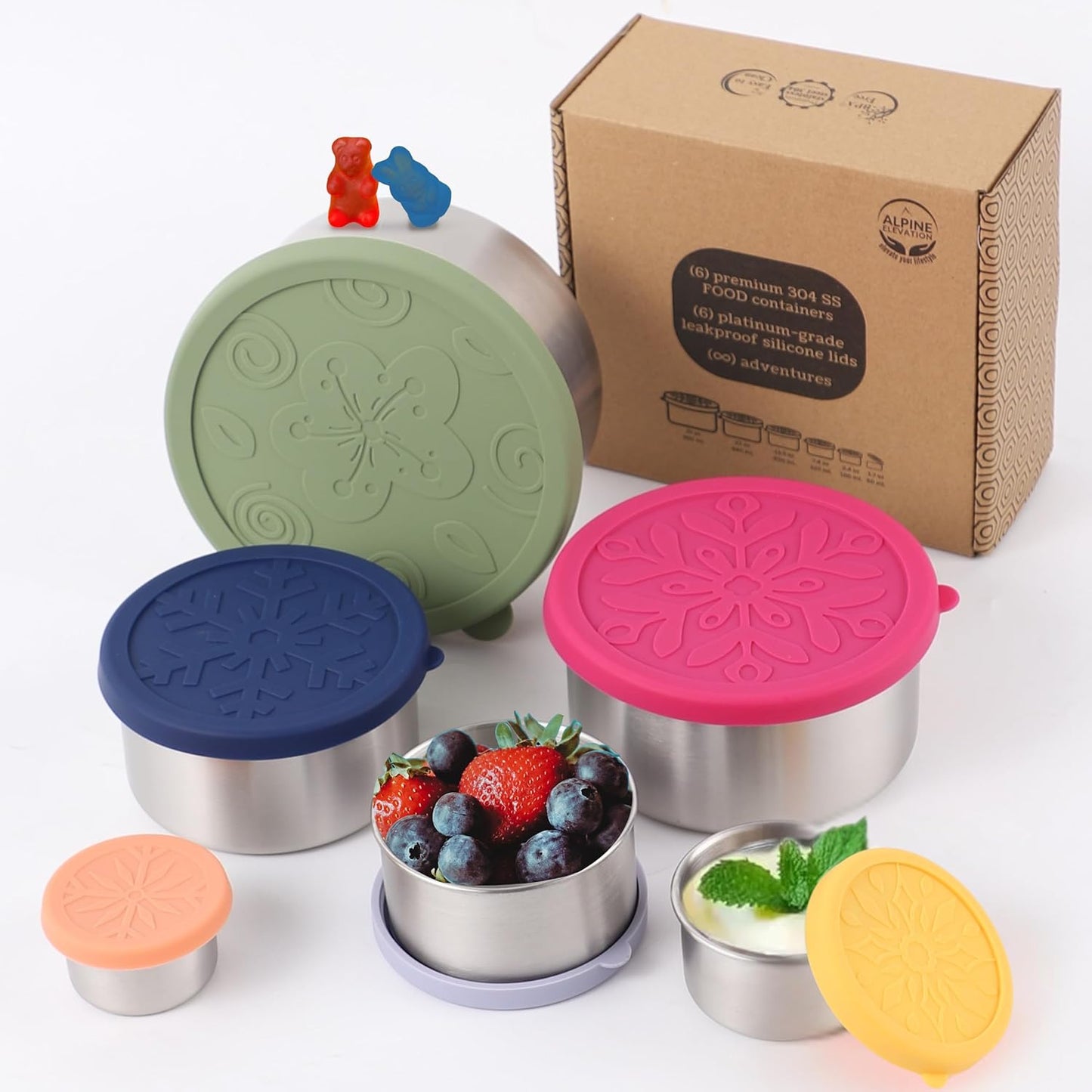 12 Pcs Stainless Steel Containers with Silicone Lids for Food