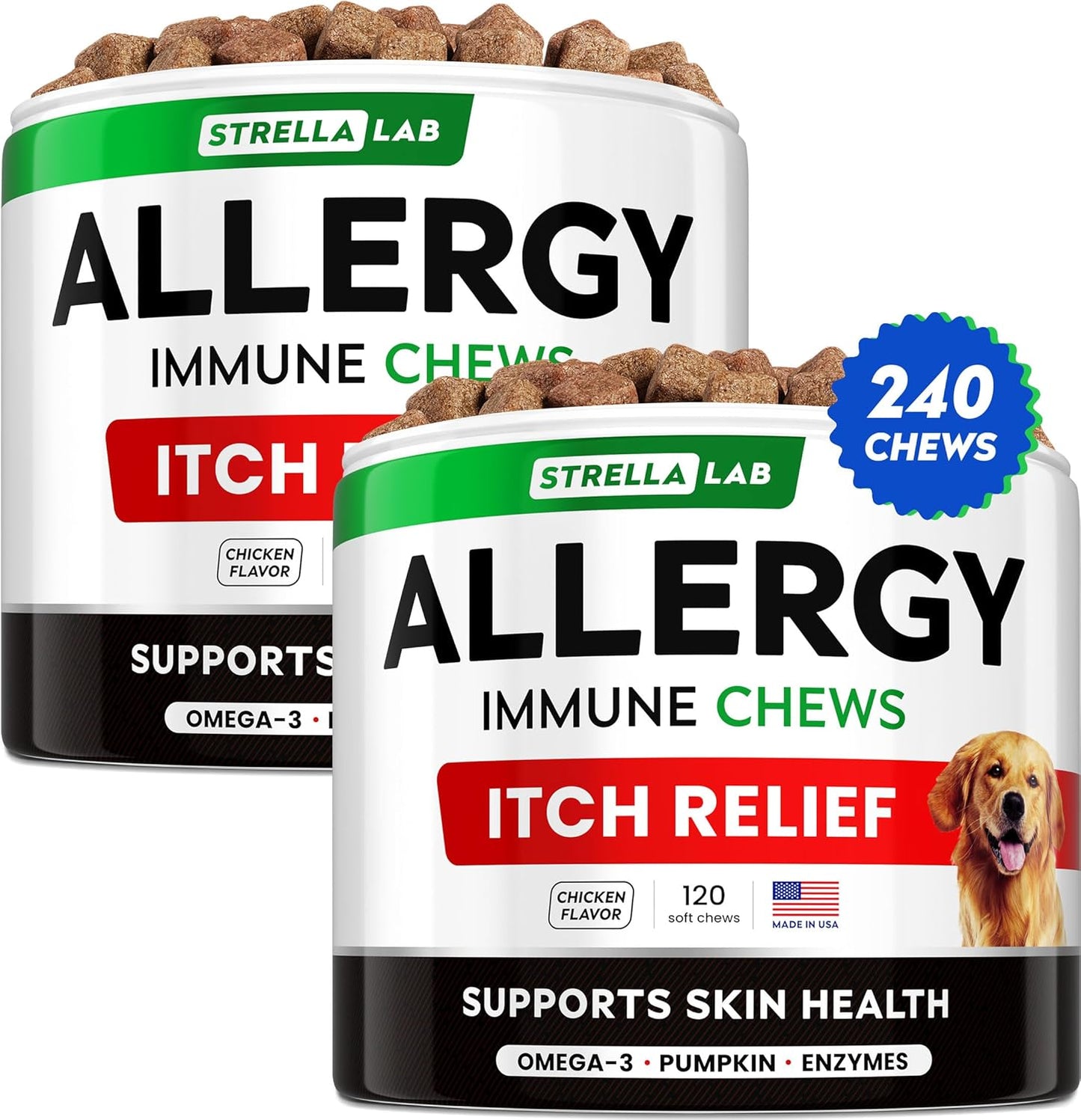 StrellaLab Dog Allergy Relief Chews for Itch Support & Health