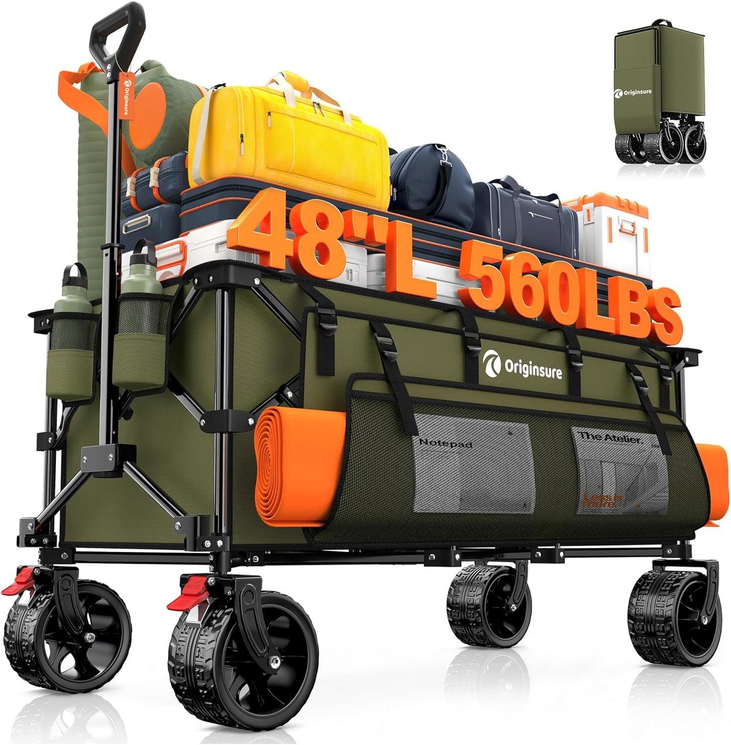 Heavy Duty Collapsible Wagon Cart with 560lbs Capacity for All Uses