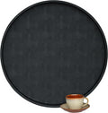Extra Large Round Serving Tray 24in - Elegant Faux Leather Ottoman