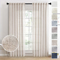 Linen Drapes 92 Inch Long Curtains 2 Panels Set - Light Filtering