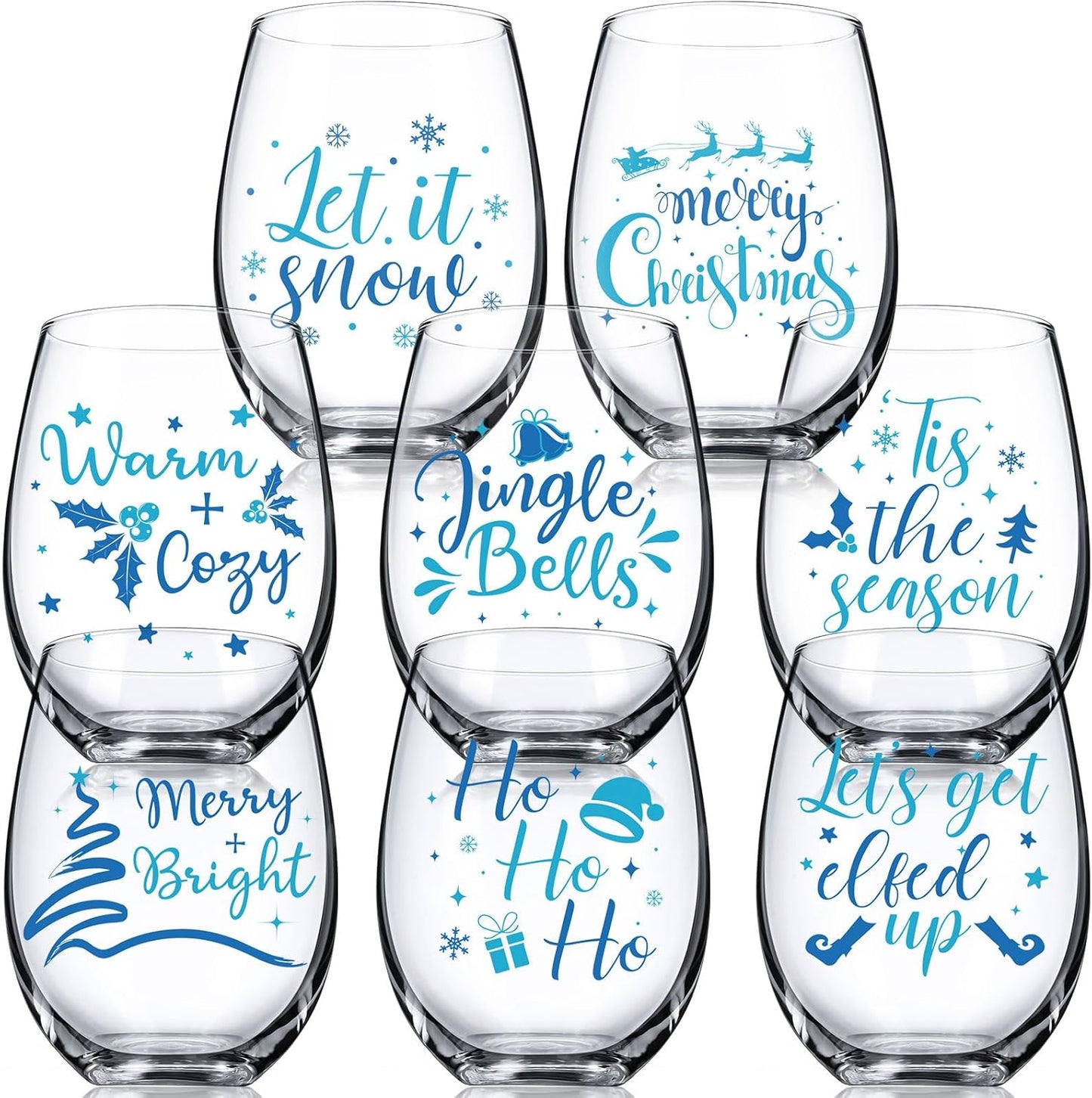 Umigy 8 Pcs Christmas Wine Glasses for Holiday Celebrations