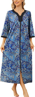 Bloggerlove House Dresses Zip Up Robe for Women - Soft (Style 59YW)